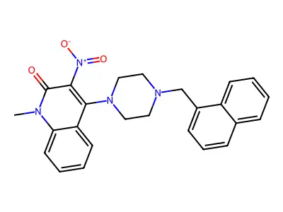 1-Methyl-4-[4-(naphthalen-1-ylmethyl)piperazin-1-yl]-3-nitroquinolin-2-one structure