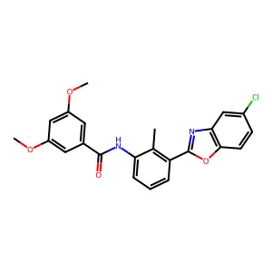 N-[3-(5-chloro-1,3-benzoxazol-2-yl)-2-methylphenyl]-3,5-dimethoxybenzamide structure