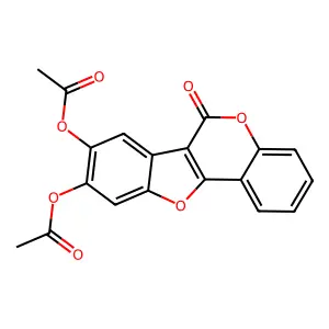 8-(acetyloxy)-6-oxo-6H-[1]benzofuro[3,2-c]chromen-9-yl acetate structure