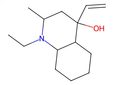 1-Ethyl-2-methyl-4-vinyldecahydro-4-quinolinol structure