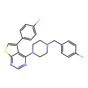 4-[4-(4-Fluorobenzyl)piperazin-1-yl]-5-(4-fluorophenyl)thieno[2,3-d]pyrimidine structure