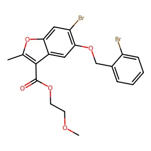 2-methoxyethyl 6-bromo-5-[(2-bromophenyl)methoxy]-2-methyl-1-benzofuran-3-carboxylate structure