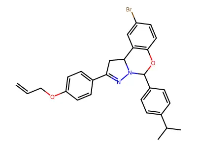 9-bromo-5-[4-(propan-2-yl)phenyl]-2-[4-(prop-2-en-1-yloxy)phenyl]-1,10b-dihydropyrazolo[1,5-c][1,3]benzoxazine structure