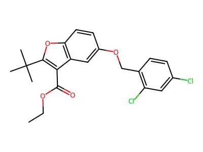 Ethyl 2-tert-butyl-5-[(2,4-dichlorophenyl)methoxy]-1-benzofuran-3-carboxylate structure