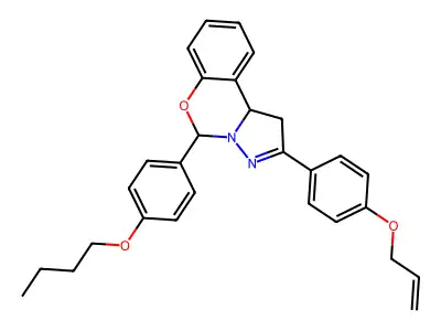 5-(4-butoxyphenyl)-2-[4-(prop-2-en-1-yloxy)phenyl]-1,10b-dihydropyrazolo[1,5-c][1,3]benzoxazine structure