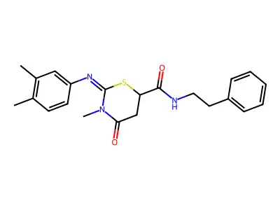 (Z)-2-((3,4-dimethylphenyl)imino)-3-methyl-4-oxo-N-phenethyl-1,3-thiazinane-6-carboxamide structure
