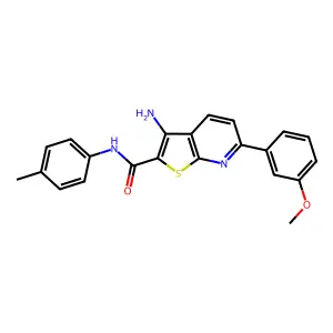 3-amino-6-(3-methoxyphenyl)-N-(4-methylphenyl)thieno[2,3-b]pyridine-2-carboxamide structure