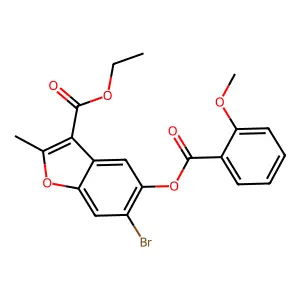 Ethyl 6-bromo-5-((2-methoxybenzoyl)oxy)-2-methylbenzofuran-3-carboxylate structure