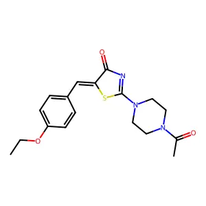 (E)-2-(4-acetylpiperazin-1-yl)-5-(4-ethoxybenzylidene)thiazol-4(5H)-one structure