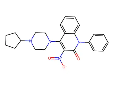 4-(4-cyclopentylpiperazin-1-yl)-3-nitro-1-phenylquinolin-2(1H)-one structure