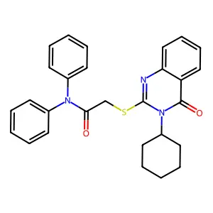 2-(3-cyclohexyl-4-oxoquinazolin-2-yl)sulfanyl-N,N-diphenylacetamide structure