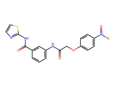 3-{[(4-nitrophenoxy)acetyl]amino}-N-(1,3-thiazol-2-yl)benzamide structure