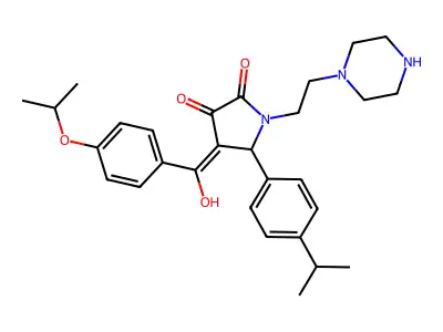 3-hydroxy-1-[2-(piperazin-1-yl)ethyl]-5-[4-(propan-2-yl)phenyl]-4-[4-(propan-2-yloxy)benzoyl]-2,5-dihydro-1H-pyrrol-2-one structure