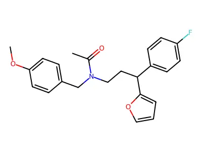 N-[3-(4-fluorophenyl)-3-(furan-2-yl)propyl]-N-[(4-methoxyphenyl)methyl]acetamide structure