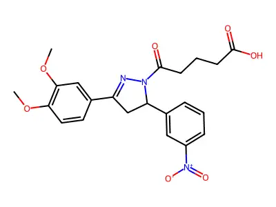 5-(3-(3,4-dimethoxyphenyl)-5-(3-nitrophenyl)-4,5-dihydro-1H-pyrazol-1-yl)-5-oxopentanoic acid structure