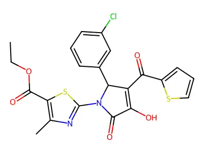 ethyl 2-{(3E)-2-(3-chlorophenyl)-3-[hydroxy(thiophen-2-yl)methylidene]-4,5-dioxopyrrolidin-1-yl}-4-methyl-1,3-thiazole-5-carboxylate structure