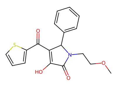 3-Hydroxy-1-(2-methoxyethyl)-5-phenyl-4-(2-thienylcarbonyl)-3-pyrrolin-2-one structure