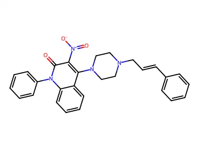 3-nitro-1-phenyl-4-{4-[(2E)-3-phenylprop-2-en-1-yl]piperazin-1-yl}quinolin-2(1H)-one structure
