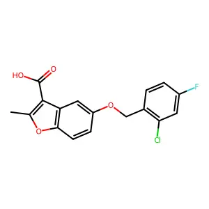 5-[(2-Chloro-4-fluorophenyl)methoxy]-2-methyl-1-benzofuran-3-carboxylic acid structure