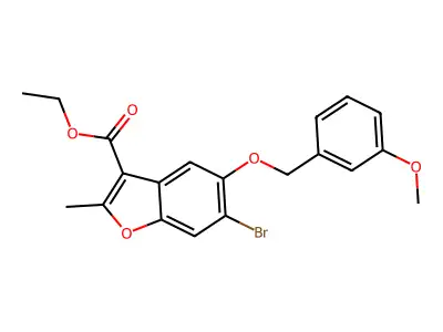 Ethyl 6-bromo-5-[(3-methoxyphenyl)methoxy]-2-methyl-1-benzofuran-3-carboxylate structure