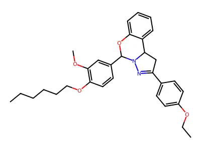 2-(4-ethoxyphenyl)-5-[4-(hexyloxy)-3-methoxyphenyl]-1,10b-dihydropyrazolo[1,5-c][1,3]benzoxazine structure