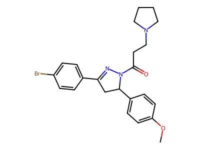 1-[3-(4-bromophenyl)-5-(4-methoxyphenyl)-4,5-dihydro-1H-pyrazol-1-yl]-3-(pyrrolidin-1-yl)propan-1-one structure