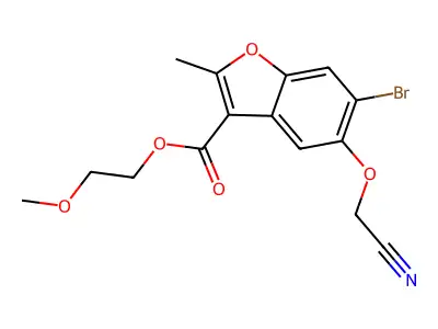 2-Methoxyethyl 6-bromo-5-(cyanomethoxy)-2-methyl-1-benzofuran-3-carboxylate structure