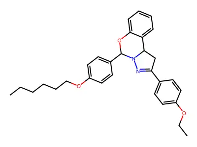 2-(4-ethoxyphenyl)-5-[4-(hexyloxy)phenyl]-1,10b-dihydropyrazolo[1,5-c][1,3]benzoxazine structure