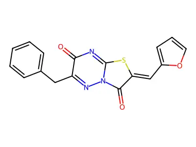 (2Z)-6-benzyl-2-(2-furylmethylene)-7H-[1,3]thiazolo[3,2-b][1,2,4]triazine-3,7(2H)-dione structure