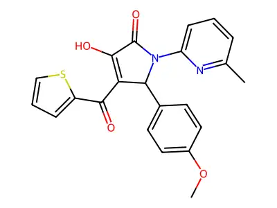 (E)-[2-(4-methoxyphenyl)-1-(6-methylpyridinium-2-yl)-4,5-dioxopyrrolidin-3-ylidene](thiophen-2-yl)methanolate structure