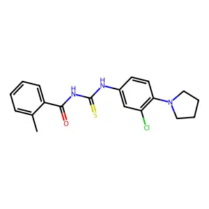 N-[(3-chloro-4-pyrrolidin-1-ylphenyl)carbamothioyl]-2-methylbenzamide structure