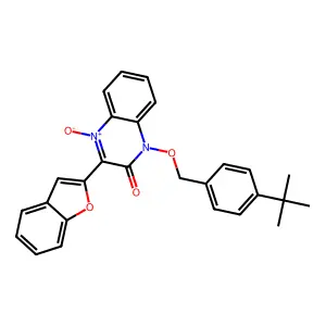 3-(1-benzofuran-2-yl)-1-[(4-tert-butylphenyl)methoxy]-4-oxidoquinoxalin-4-ium-2-one structure