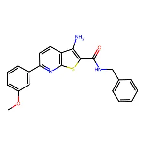 3-amino-N-benzyl-6-(3-methoxyphenyl)thieno[2,3-b]pyridine-2-carboxamide structure