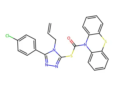 S-[5-(4-chlorophenyl)-4-(prop-2-en-1-yl)-4H-1,2,4-triazol-3-yl] 10H-phenothiazine-10-carbothioate structure