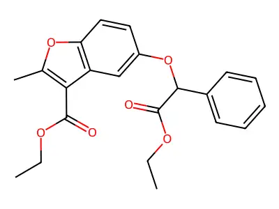 Ethyl 5-(2-ethoxy-2-oxo-1-phenylethoxy)-2-methyl-1-benzofuran-3-carboxylate structure