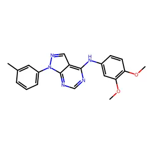 N-(3,4-dimethoxyphenyl)-1-(3-methylphenyl)-4-pyrazolo[3,4-d]pyrimidinamine structure