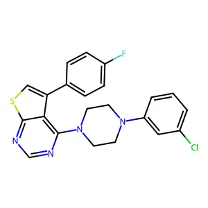 4-(4-(3-Chlorophenyl)piperazin-1-yl)-5-(4-fluorophenyl)thieno[2,3-d]pyrimidine structure