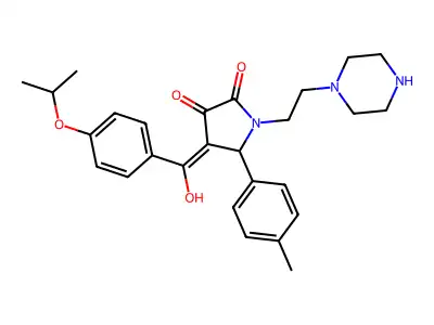 3-hydroxy-5-(4-methylphenyl)-1-[2-(piperazin-1-yl)ethyl]-4-[4-(propan-2-yloxy)benzoyl]-2,5-dihydro-1H-pyrrol-2-one structure