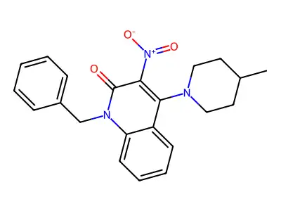 1-Benzyl-4-(4-methylpiperidin-1-yl)-3-nitroquinolin-2-one structure