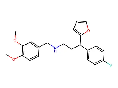 N-[(3,4-dimethoxyphenyl)methyl]-3-(4-fluorophenyl)-3-(furan-2-yl)propan-1-amine structure