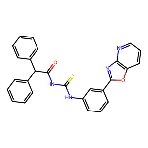 N-[[3-([1,3]oxazolo[4,5-b]pyridin-2-yl)phenyl]carbamothioyl]-2,2-diphenylacetamide structure