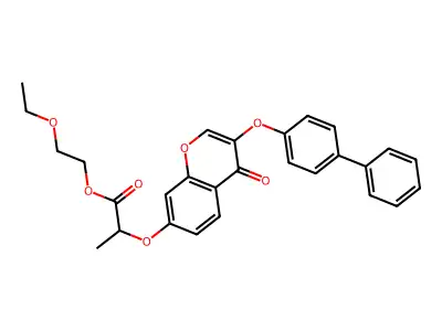 2-Ethoxyethyl 2-[4-oxo-3-(4-phenylphenoxy)chromen-7-yloxy]propanoate structure