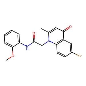 2-(6-bromo-2-methyl-4-oxo-1-quinolinyl)-N-(2-methoxyphenyl)acetamide structure