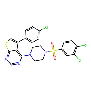 5-(4-chlorophenyl)-4-{4-[(3,4-dichlorophenyl)sulfonyl]piperazin-1-yl}thieno[2,3-d]pyrimidine structure