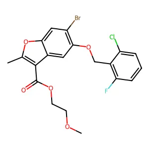 2-methoxyethyl 6-bromo-5-[(2-chloro-6-fluorophenyl)methoxy]-2-methyl-1-benzofuran-3-carboxylate structure