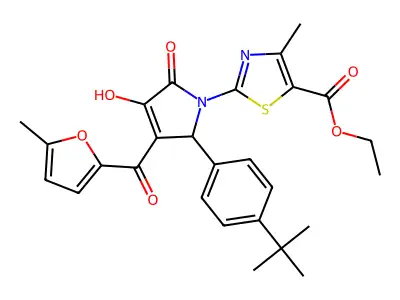 ethyl 2-{(3E)-2-(4-tert-butylphenyl)-3-[hydroxy(5-methylfuran-2-yl)methylidene]-4,5-dioxopyrrolidin-1-yl}-4-methyl-1,3-thiazole-5-carboxylate structure