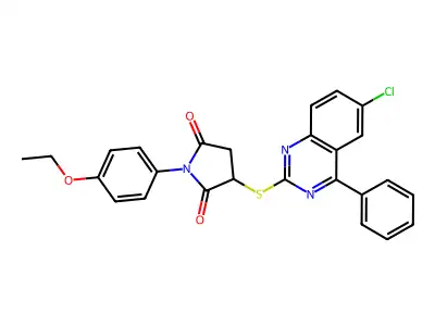 3-[(6-chloro-4-phenylquinazolin-2-yl)sulfanyl]-1-(4-ethoxyphenyl)pyrrolidine-2,5-dione structure