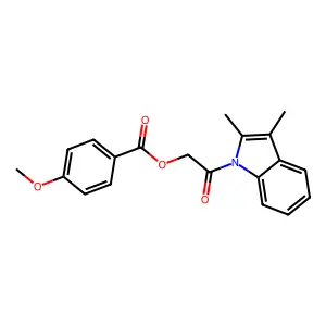 2-(2,3-dimethyl-1H-indol-1-yl)-2-oxoethyl 4-methoxybenzoate structure
