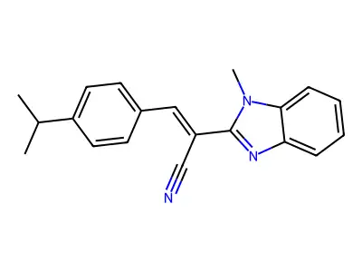 3-(4-isopropylphenyl)-2-(1-methyl-1H-benzimidazol-2-yl)acrylonitrile structure
