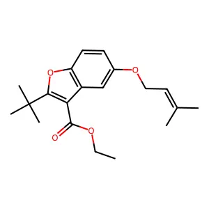 Ethyl 2-tert-butyl-5-[(3-methylbut-2-en-1-yl)oxy]-1-benzofuran-3-carboxylate structure